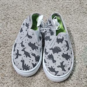 Swiggles Gray Dinosaur Kids Slip-On Sneakers
